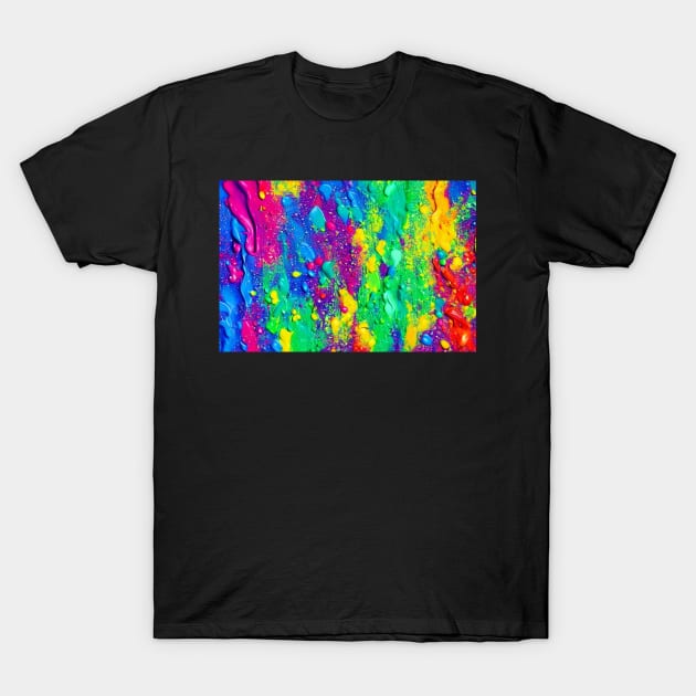 Abstract vibrant colors fun, celebration and joy paints merging, merging, socializing T-Shirt by N1L3SH